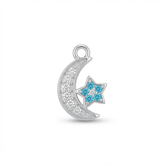 Crystal Moon Star Charm