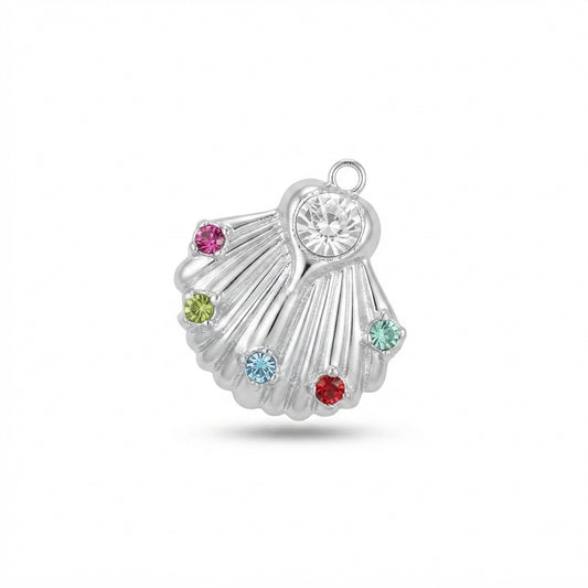 Crystal Silver Seashell Charm