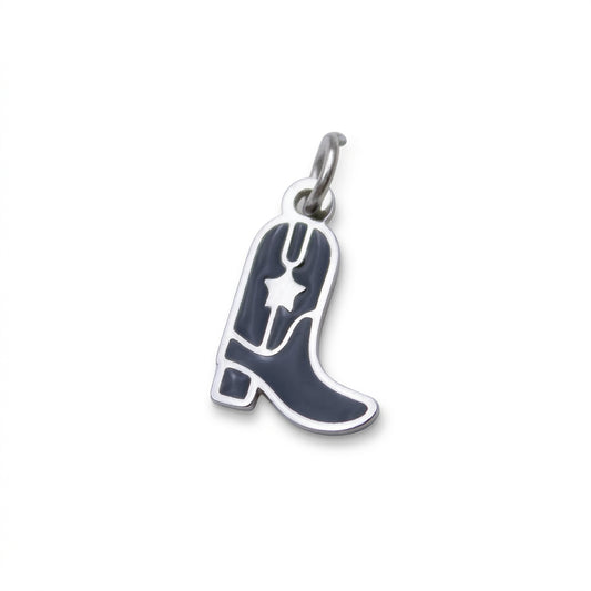 Enamel Black Cowboy Boot Charm