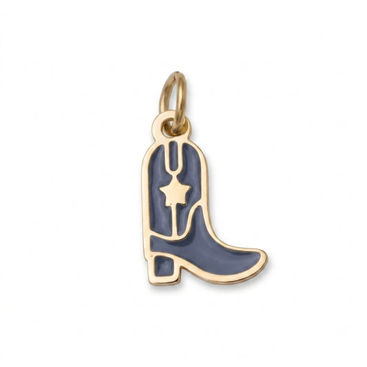 Enamel Blue Cowboy Boot Charm