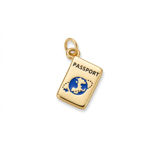 Enamel Gold Passport Charm