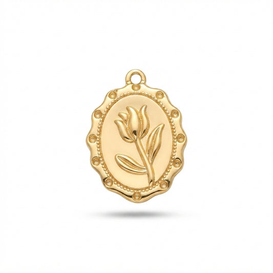 Enamel Gold Tulip Cameo Charm