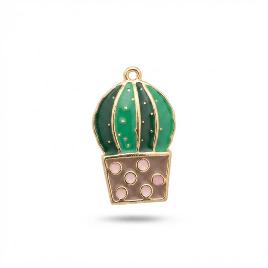 Enamel Green Potted Cactus Charm