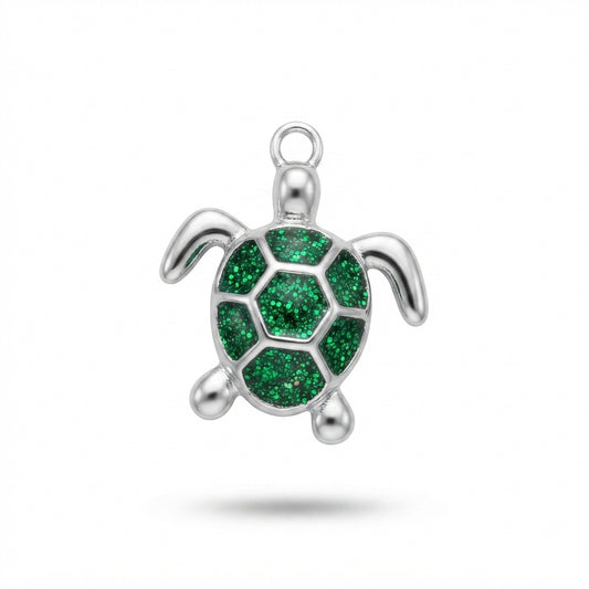 Enamel Green Turtle Charm