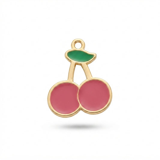 Enamel Pink Cherry Charm