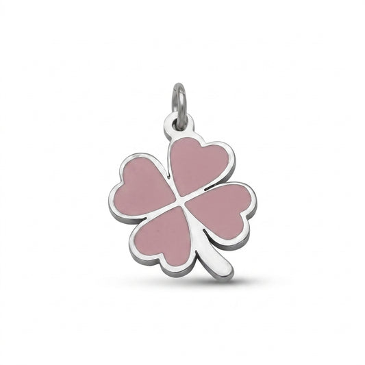 Enamel Pink Clover Charm