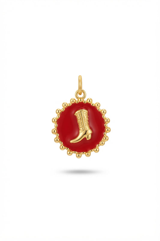 Enamel Pink Cowboy Boot Cameo Charm