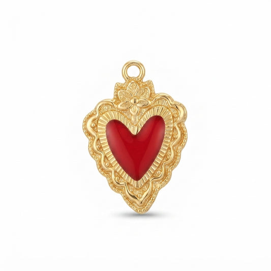 Enamel Pink Sacred Heart Charm
