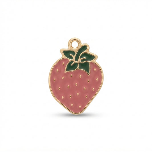 Enamel Pink Strawberry Charm