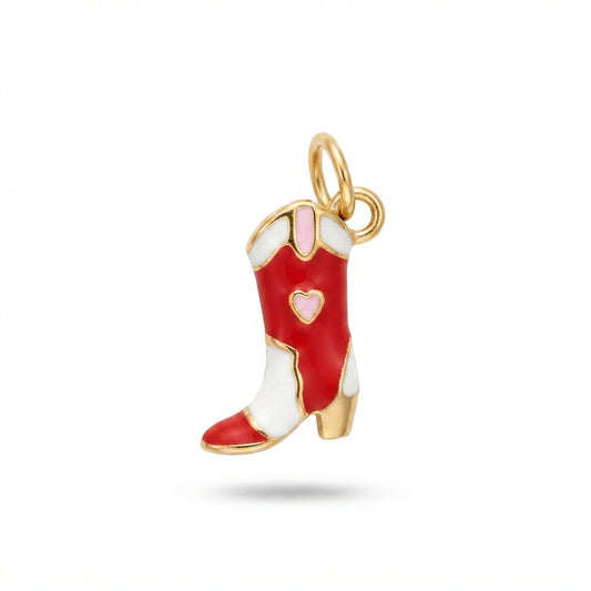 Enamel Red Cowboy Boot Charm