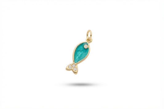 Enamel Teal Fish Charm