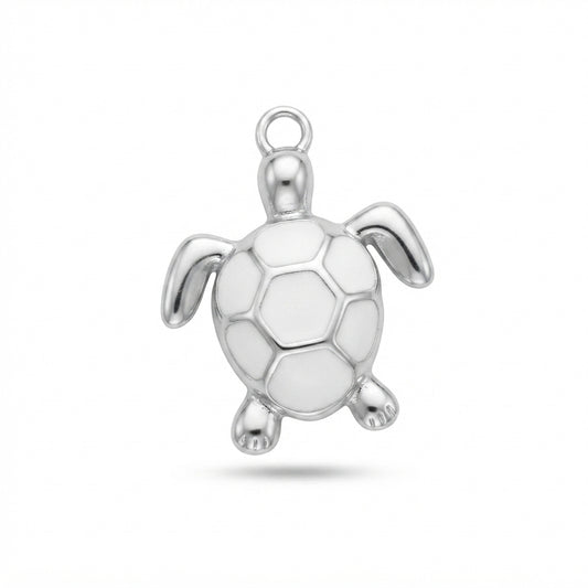 Enamel White Turtle Charm