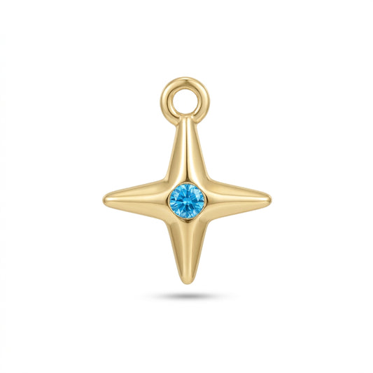 Gold Blue Crystal Cross Star Charm