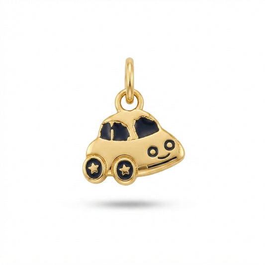 Gold Blue Enamel Mini Car Charm