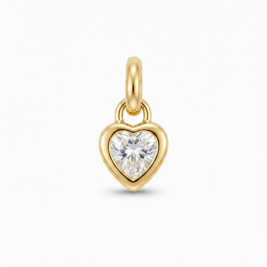 Gold Clear Crystal Heart Charm