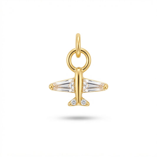 Gold Crystal Airplane Charm