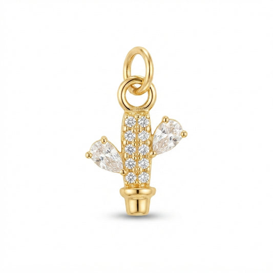Gold Crystal Cactus Charm