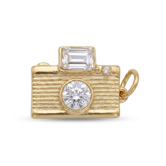 Gold Crystal Camera Charm