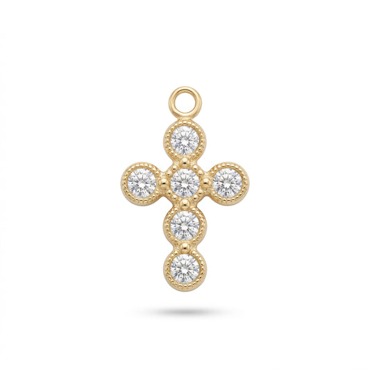 Gold Crystal Cross Charm