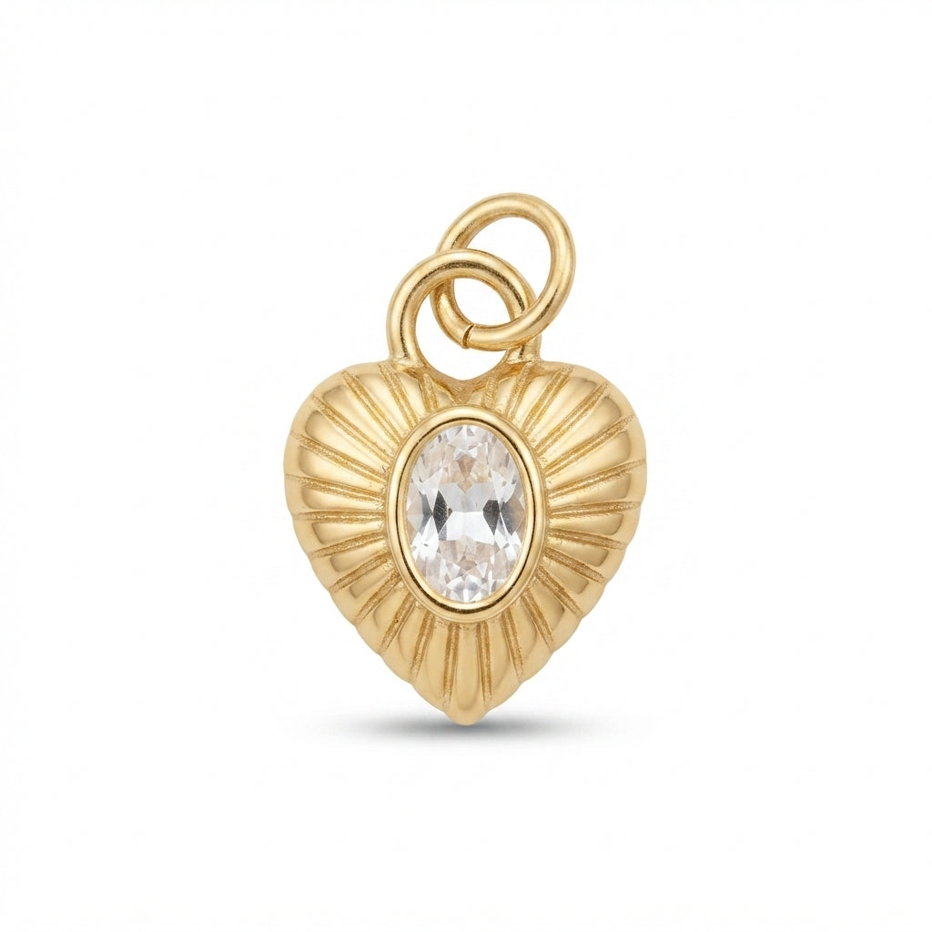 Gold Crystal Heart Charm