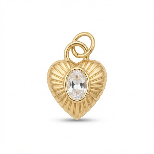Gold Crystal Heart Charm