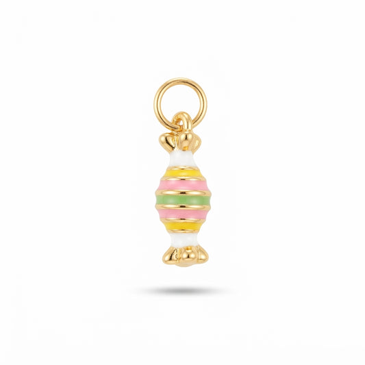 Gold Enamel Striped Candy Charm