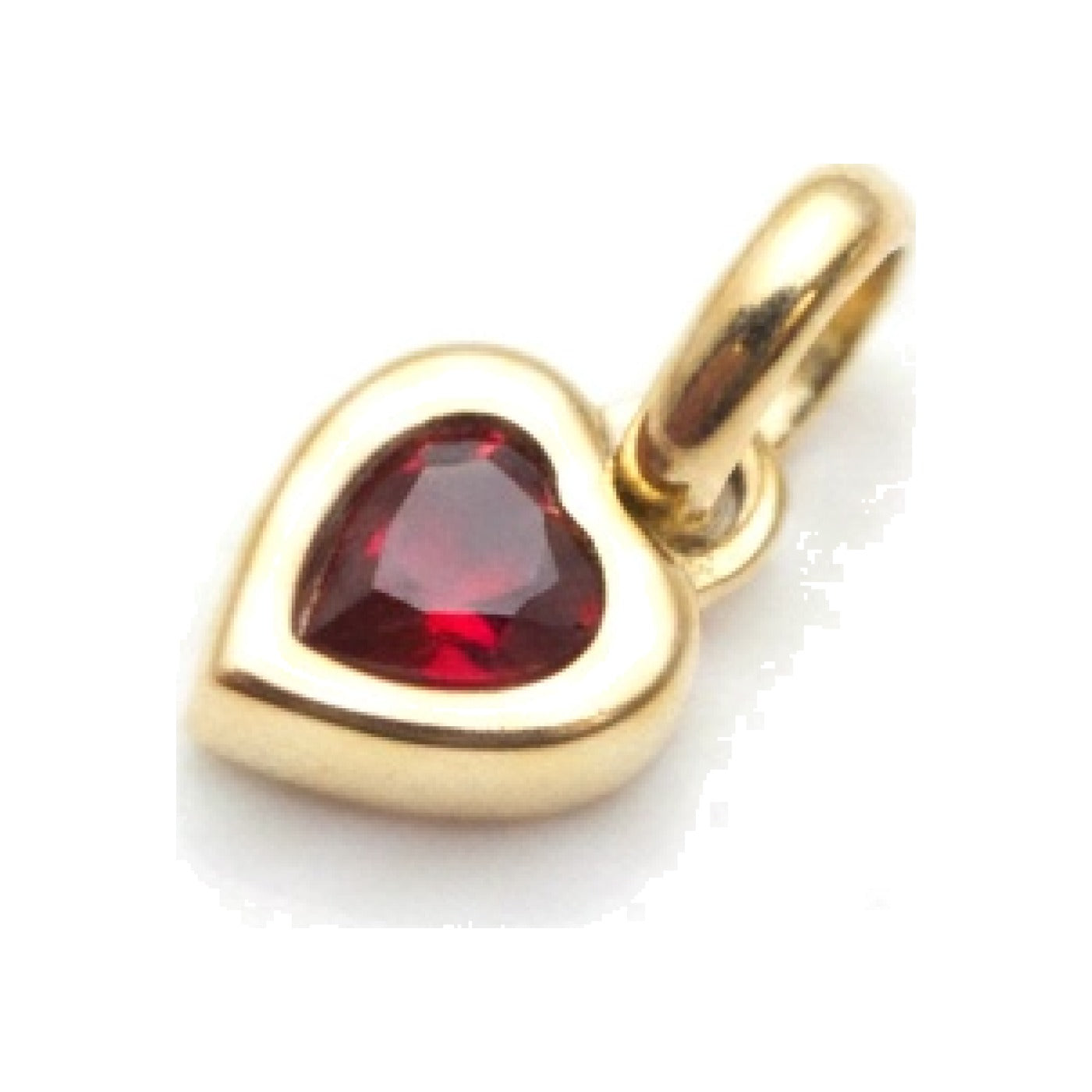 Gold Garnet Crystal Heart Charm