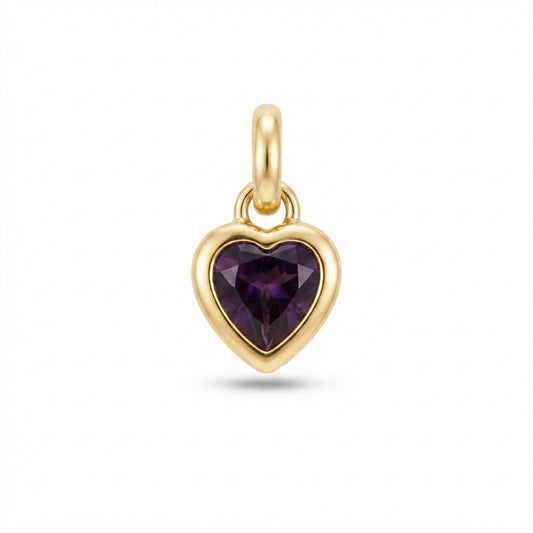 Gold Green Crystal Heart Charm