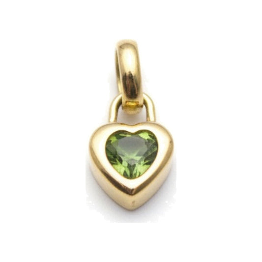 Gold Green Crystal Heart Charm