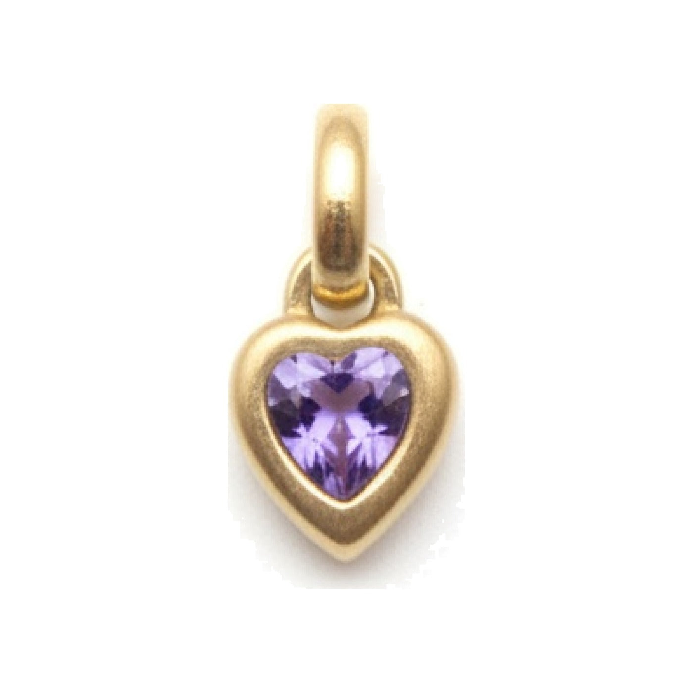 Gold Lavender Crystal Heart Charm