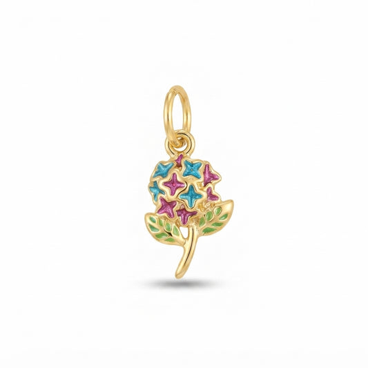 Gold Multicolor Enamel Flower Charm