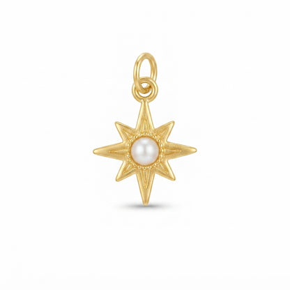 Gold Pearl Star Charm
