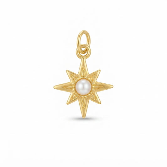 Gold Pearl Star Charm
