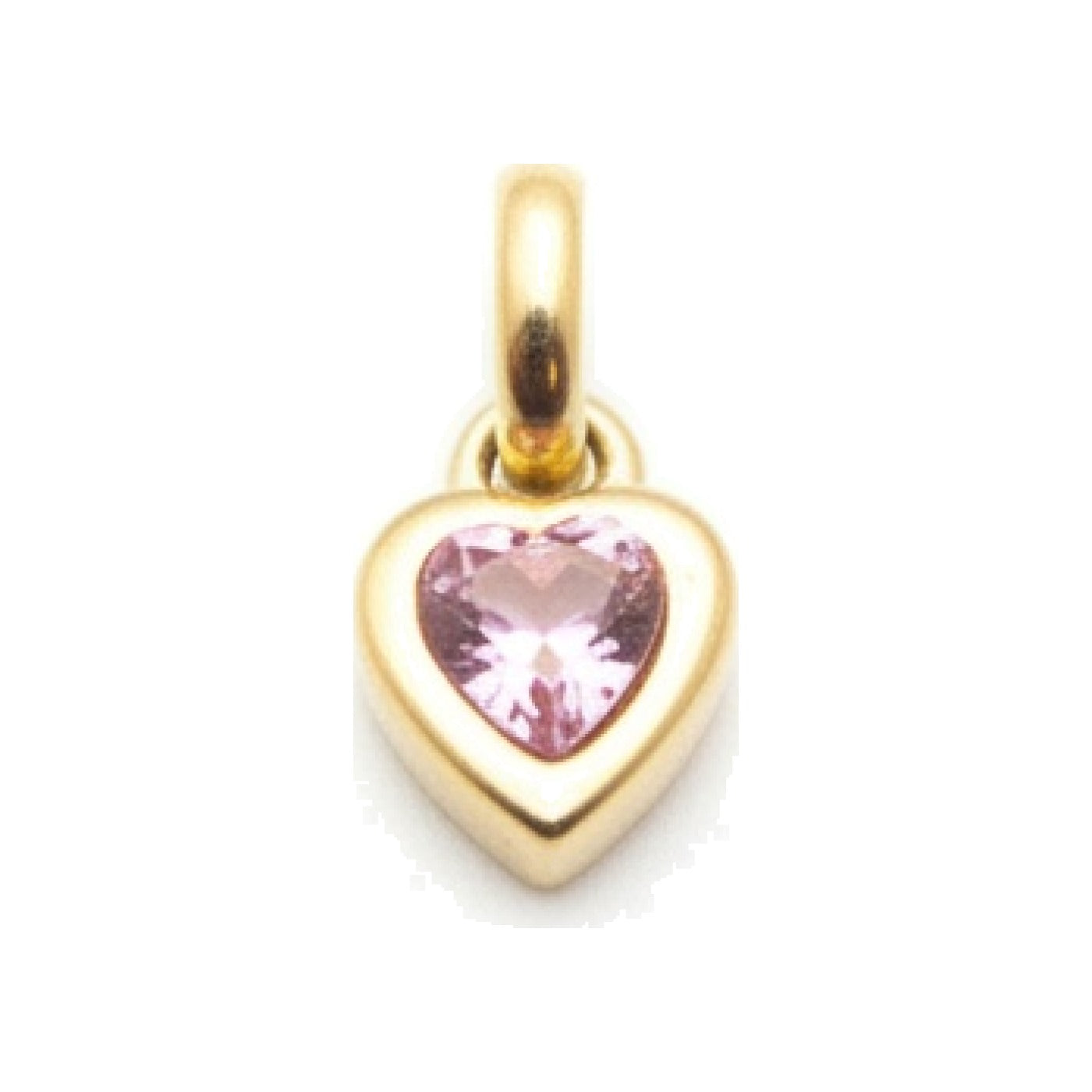 Gold Pink Crystal Heart Charm