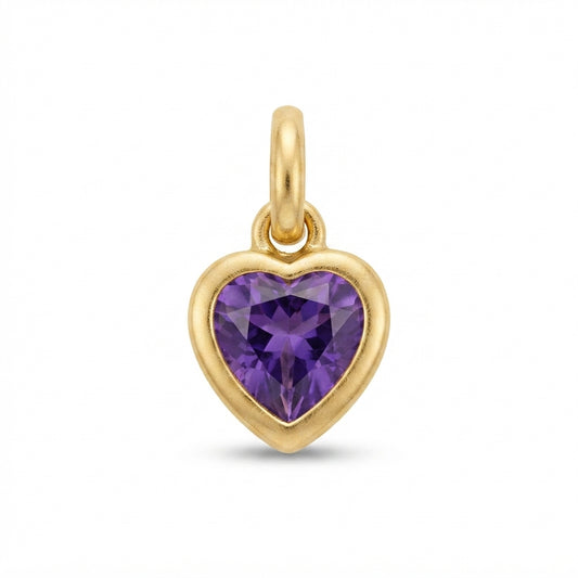 Gold Purple Crystal Heart Charm