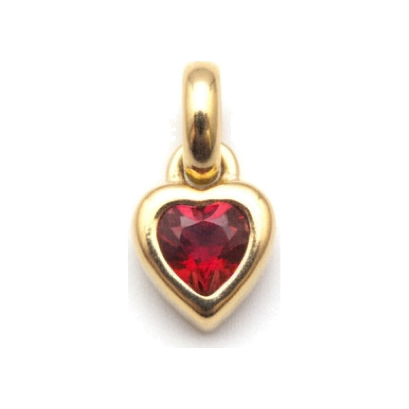Gold Red Crystal Heart Charm