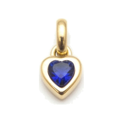 Gold Royal Blue Crystal Heart Charm