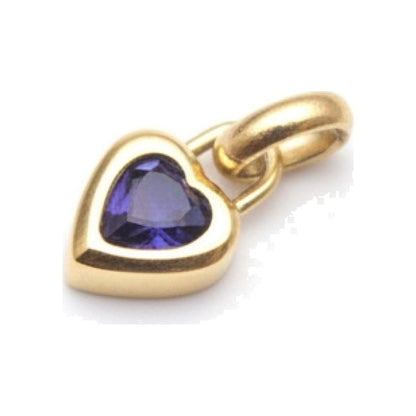 Gold Sapphire Crystal Heart Charm