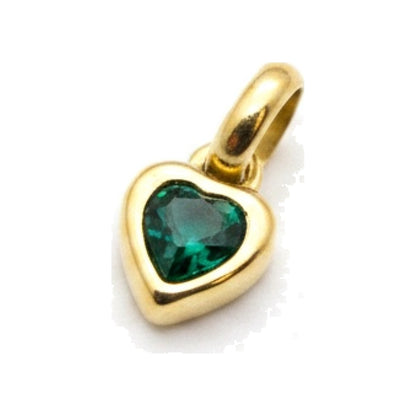 Gold Teal Crystal Heart Charm
