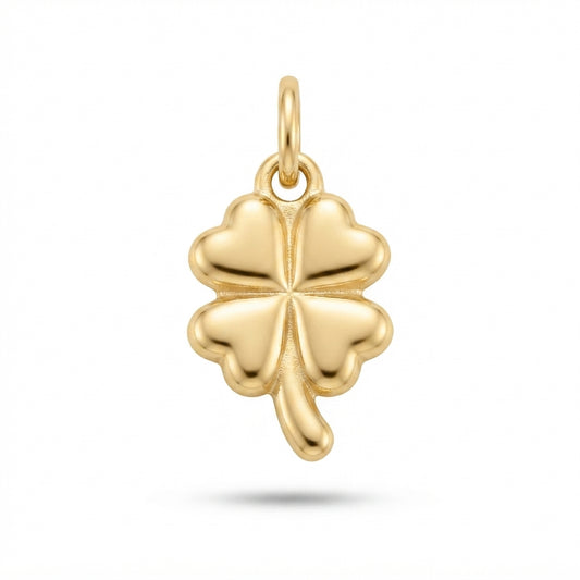 Gold White Enamel Clover Charm