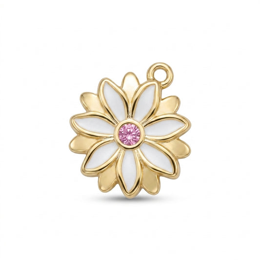 Gold White Enamel Daisy Charm
