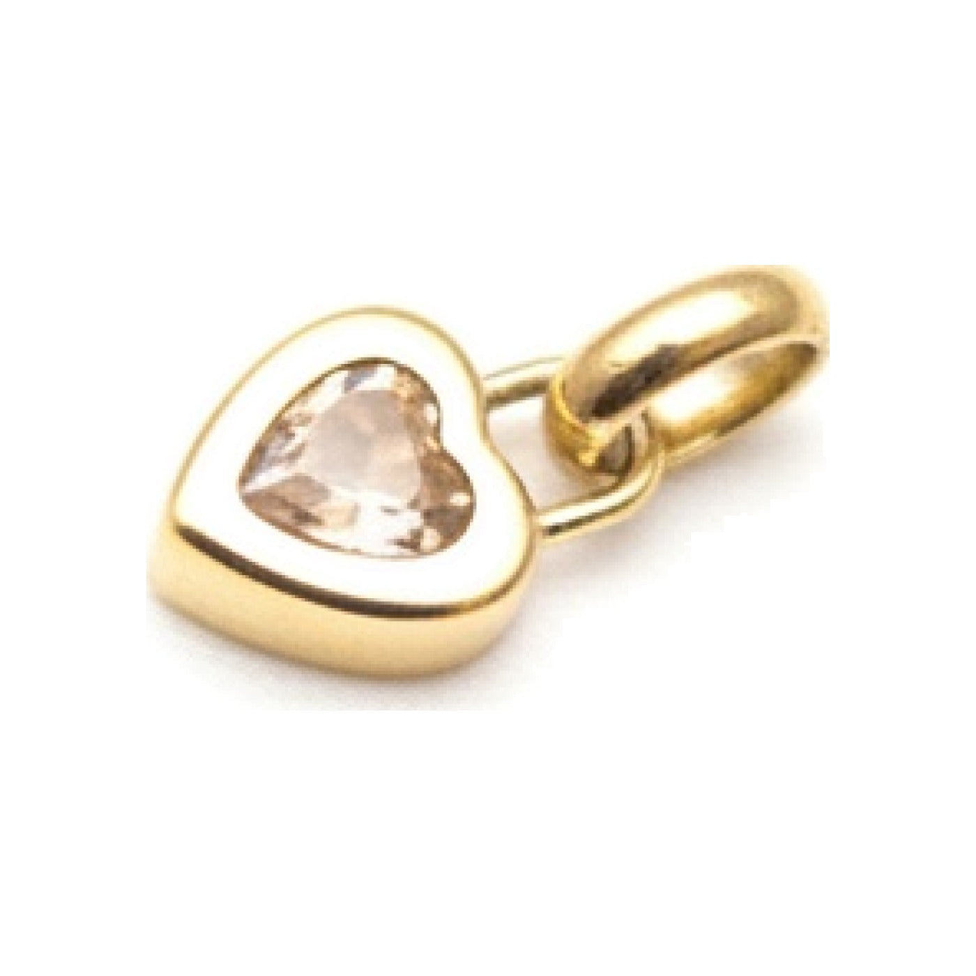 Gold White Opal Crystal Heart Charm