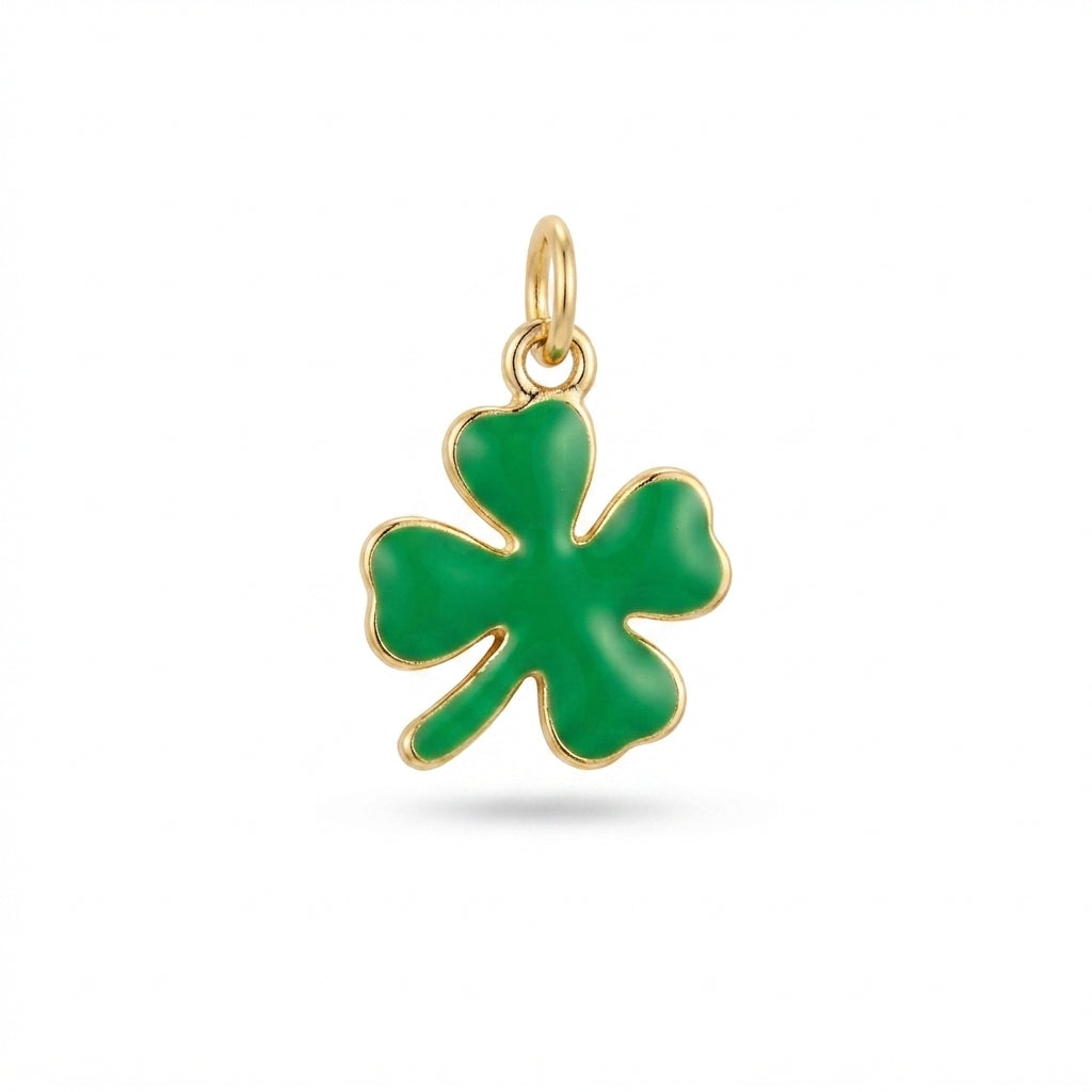 Green Enamel Clover Charm