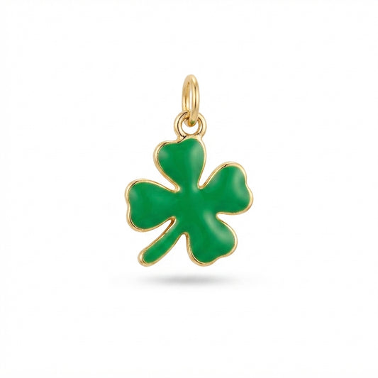 Green Enamel Clover Charm