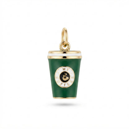 Green Enamel Coffee Cup Charm