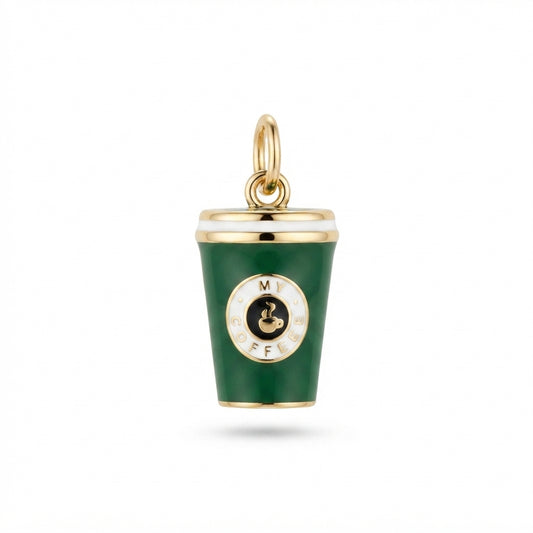 Green Enamel Coffee Cup Charm