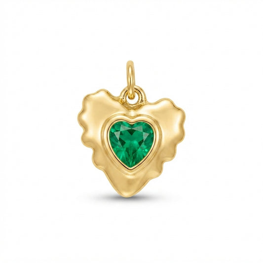 Green Gemstone Heart Charm