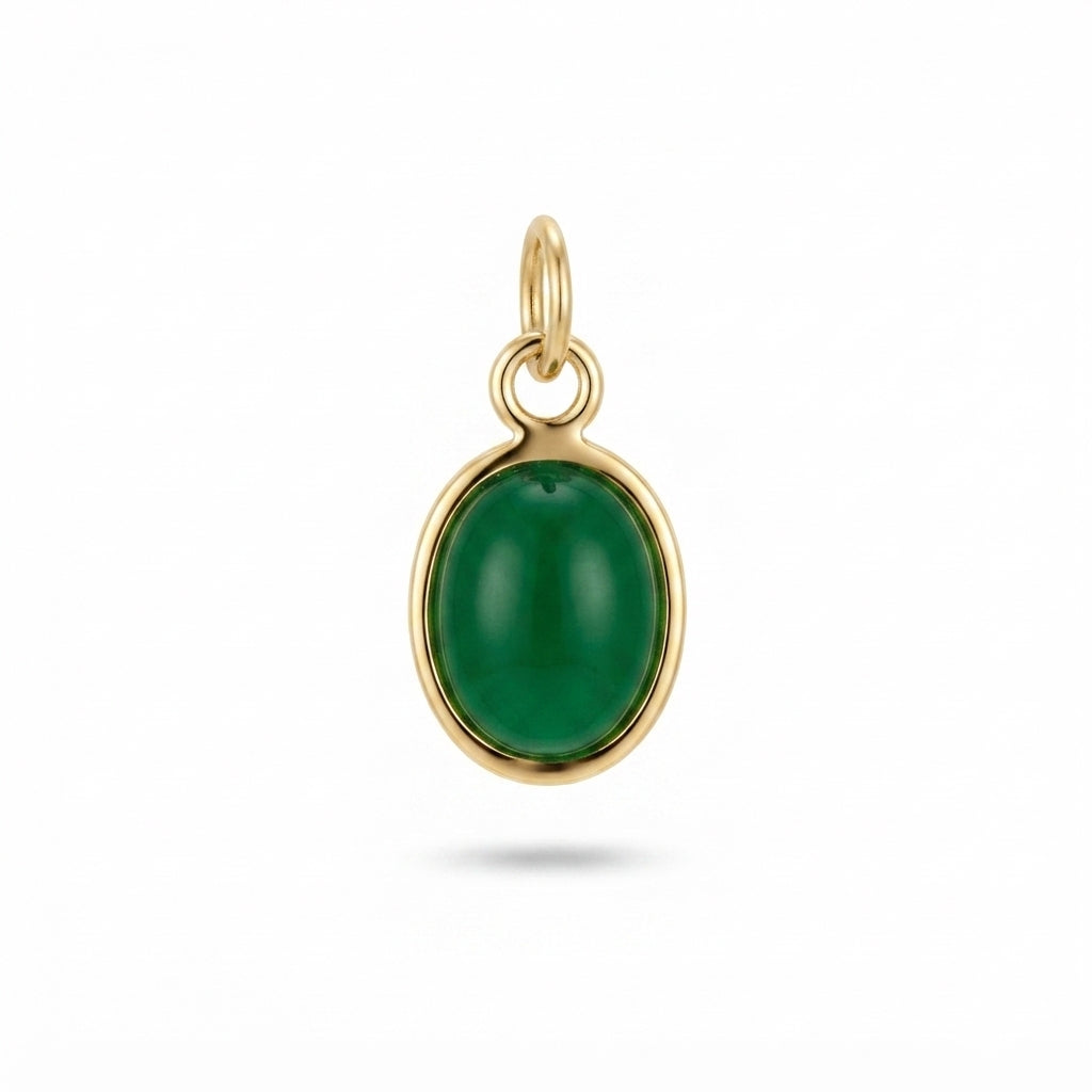 Green Gemstone Oval Charm
