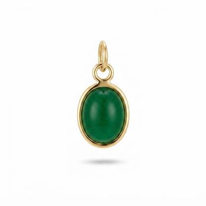 Green Gemstone Oval Charm