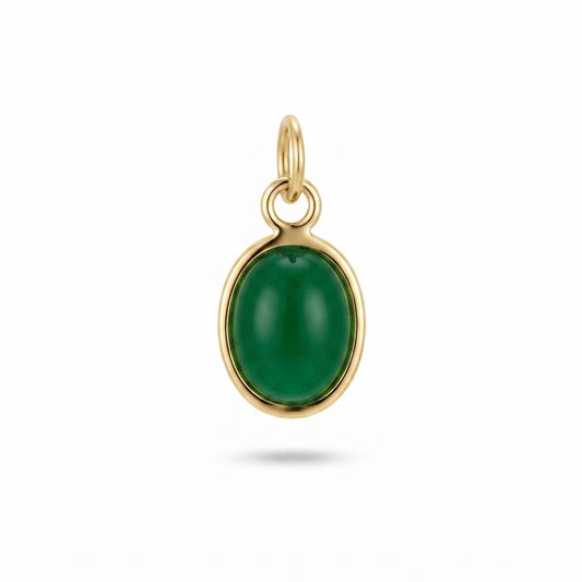 Green Gemstone Oval Charm